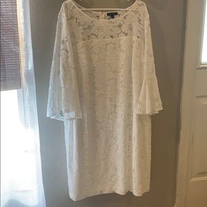 White lace tea length dress